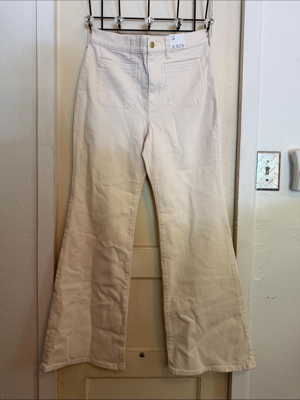 J. Crew Cream High-Rise Wide Leg Jeans
